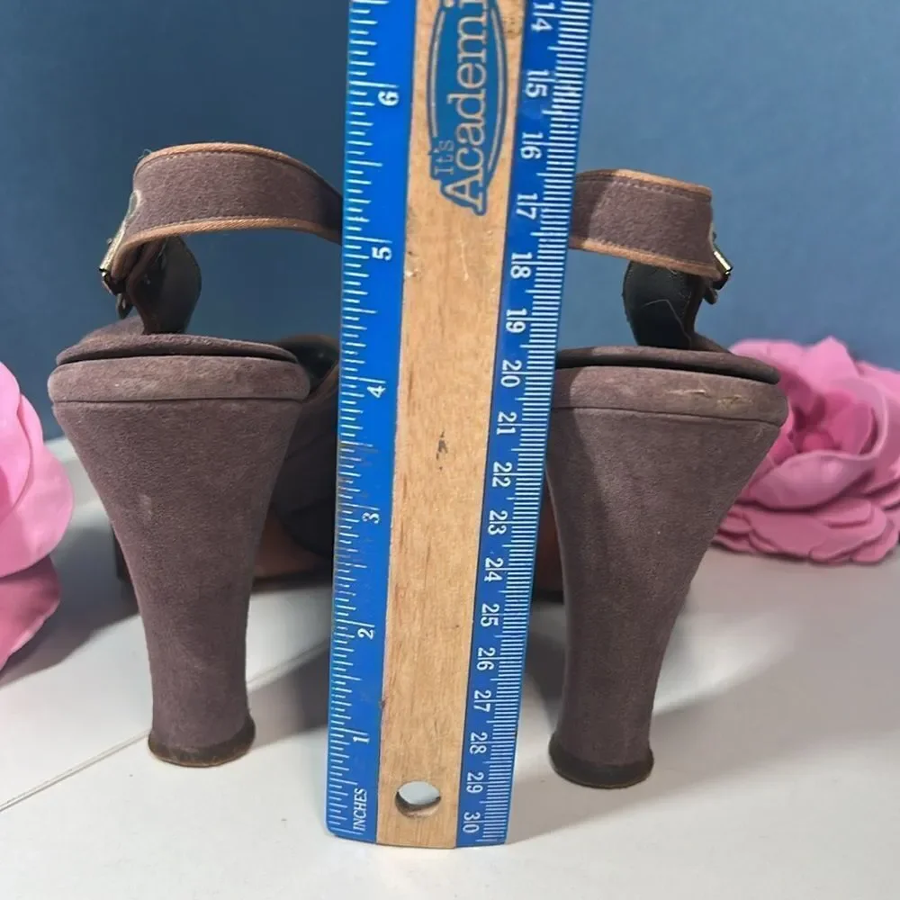 Free shipping! Vintage 1940's Harzfeld's Peep Toe Platform Slingback Heels!